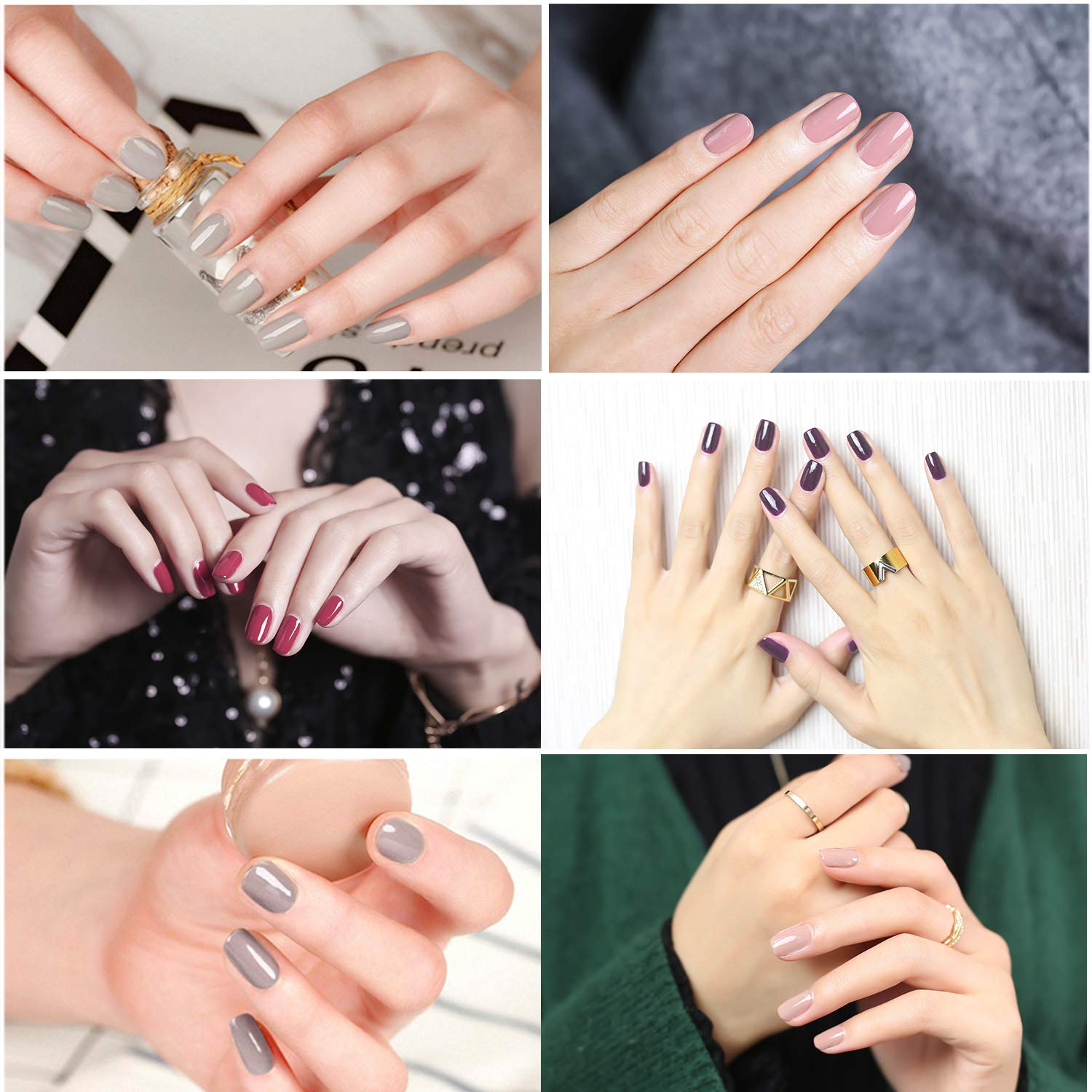 Gel Nail Polish Set, Beautlinks Nude Gray Series 6 Colors Nail Art Gift Box Soak Off UV LED Gel Polish Kit 8.3ml (Set 1)