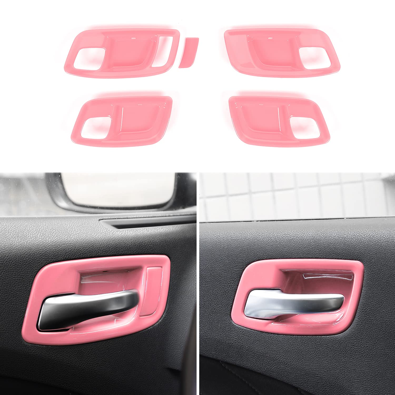 Photo 1 of RAZPOY Inner Door Handle Bowl Trim Cover Compatible with Dodge Charger 2011-2023 & Chrysler 300 (Pink)