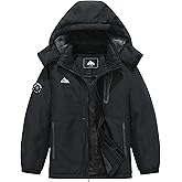 QUCOOM Boys Waterproof Ski Jacket Kids Winter Coat| Windproof Snow Coat With Thickened Fleece Lining Hood Outerwear