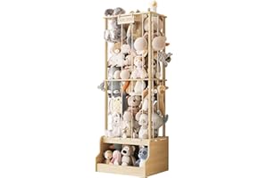 EXPERLAM Stuffed Animal Storage, Wood Stuffed Animal Zoo with Toy Chest, Vertical Stuffed Animal Holder with Thicker Elastic Band, Plushies Storage for Playroom, Living Room, Nurseryroom, Bedroom