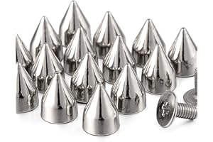 YORANYO 100 Sets 9MM Silver Spikes and Studs Metal Bullet Cone Spikes Screw Back Leather Craft Rapid Rivet Screws Punk Studs and Spikes for Clothing Shoes Leather Belts Bag Rivets 11/32 Inch