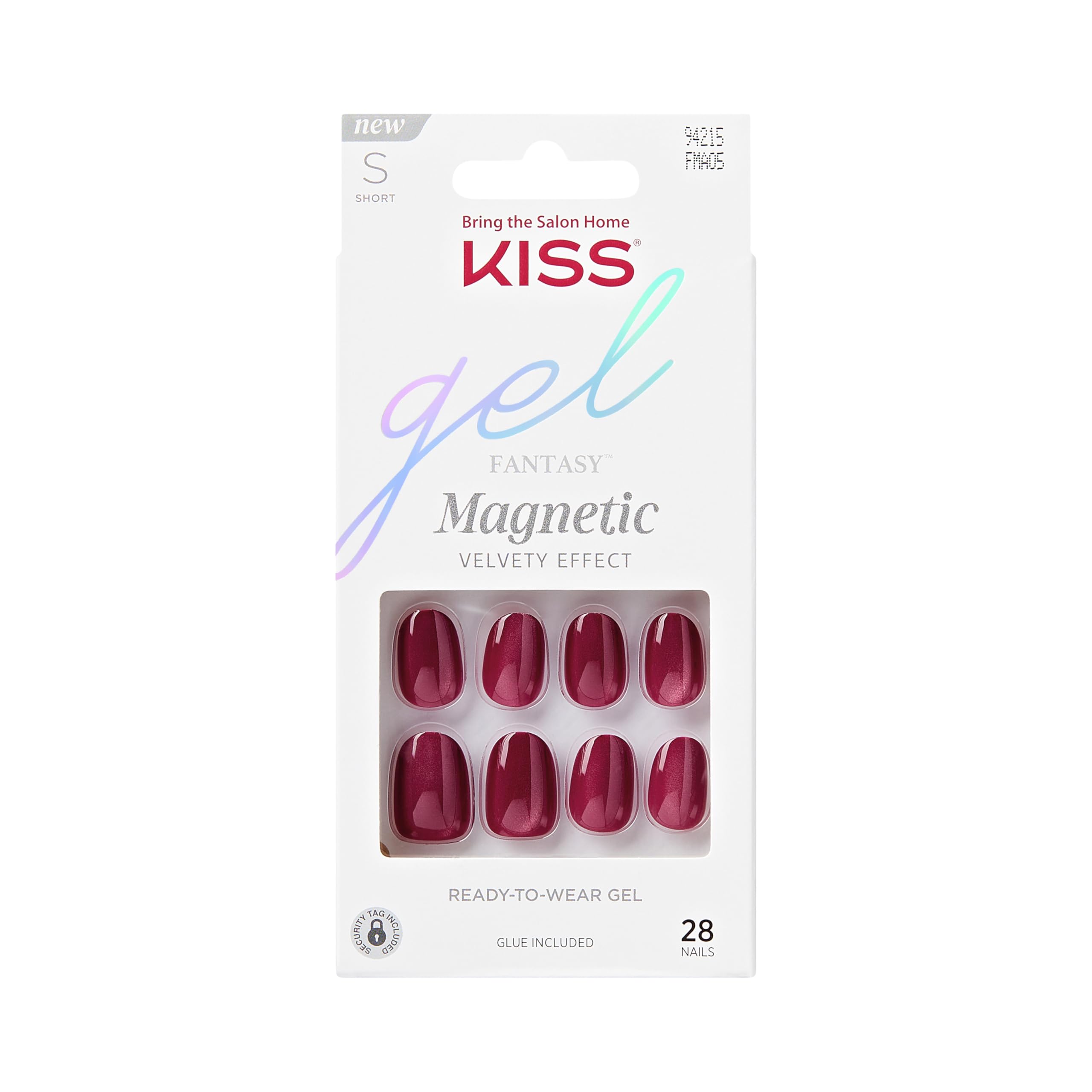 KISS Gel Fantasy Magnetic Press On Nails Short, ‘Set Us Free’, Red, Oval Shaped, Includes 28 Fake Nails, Nail Glue 2g, 1 Manicure Stick, 1 Mini Nail File
