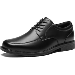 HEEZ Mens Dress Shoes Black Split Leather Oxford Shoes for Men | Comfortable Square Toe, Lace Up Formal Business