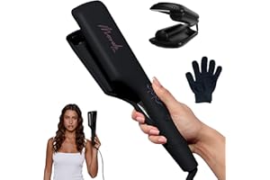Mermade Hair Double Hair Waver Tool - Double 1" Barrel Iron for Crimp-Free Beach Waves, Hair Curler for Women, Ionic Ceramic Plates, Reduces Frizz, Suitable for Short, Medium, & Long Hair - Black