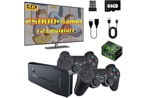 OYZENA Retro Game Stick with 25,000+ Retro Games, Nostalgic Stick Built-in 12 Emulators, Retro Game Console Support 4K HD Output, Plug and Play Game Stick Lite 4K for TV, 2.4G Wireless Controllers, 64G