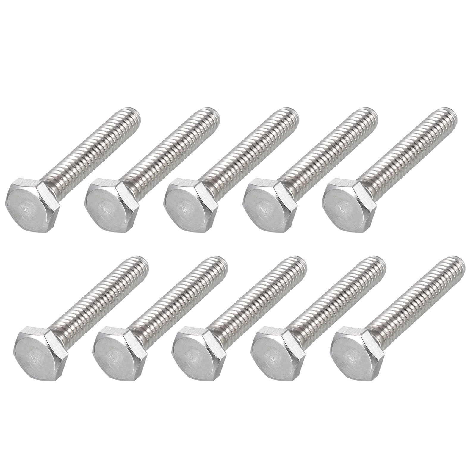 METALLIXITY Hex Head Screw Bolt (1/4-20 x 1-1/4") 50Pcs, 316 Stainless Steel, Fully Threaded, External Hex Drive, Bright Finish, Hex Head Screw Bolt, Silver — image 1