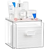 Vtopmart Disposable Facial Towels Holder,Clear Storage Drawer Compatible with Clean Skin Club Towel XL,Acrylic Box Hold 50 Count,Stylish and Functional Bathroom Accessory for Coutertop Organization