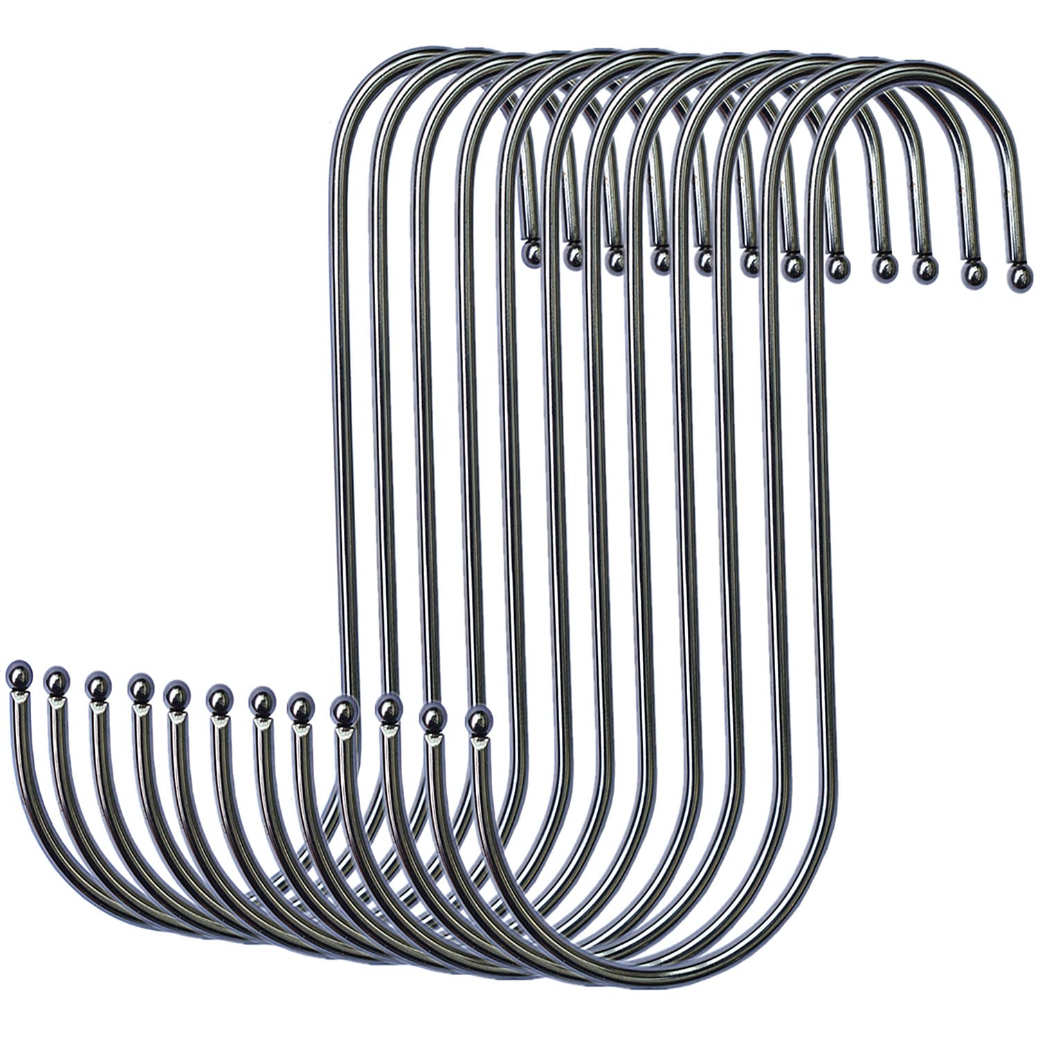 Photo 1 of GOTOONE S Hooks Hanging Metal Hook (12 Pack) Stainless Steel Large 6 Inch with Round Stopper Non Slip for Closet Clothes Plants Cups Towels Tools Ornament (Silver)