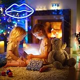 ENUOLI LED Lips Neon Light Sign Blue Battery/USB Operated 27.5x14cm Wall Decor view 5