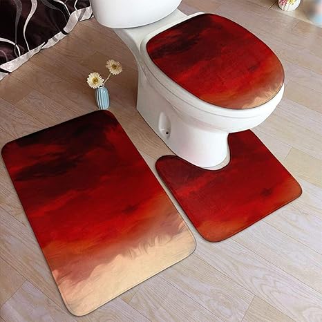 Amazon Co Jp トイレマット セット 3点 足元マット トイレ蓋カバー U型 O型 角型 トイレマット セット おしゃれ 火 炎 赤い 滑り止め 吸水 速乾 防寒 抗菌 防臭 浴室 家庭用 ホテル用 ホーム キッチン