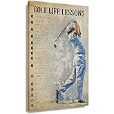 Vintage Golf Poster Quotes Wall Art Motivational Canvas Inspirational Pictures Print Art Education Golf Painting Decoration for Guys Christmas Gift Framed 16x24 inch(40x60cm)