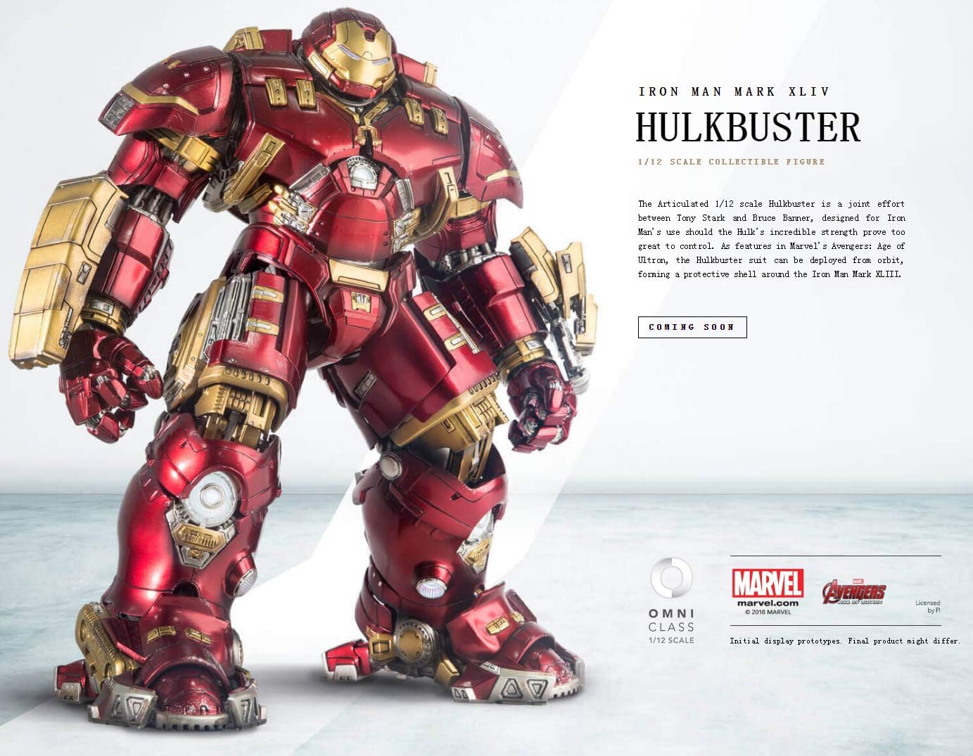 Comicave Mark44 MK44 Hulkbuster Marvel LED Light Up Diescast Metals 1/12th Scale Collectibles Figurine Action Figures Avengers 3 Infinity War Marvel Model Animation Comics Gifts for Boys