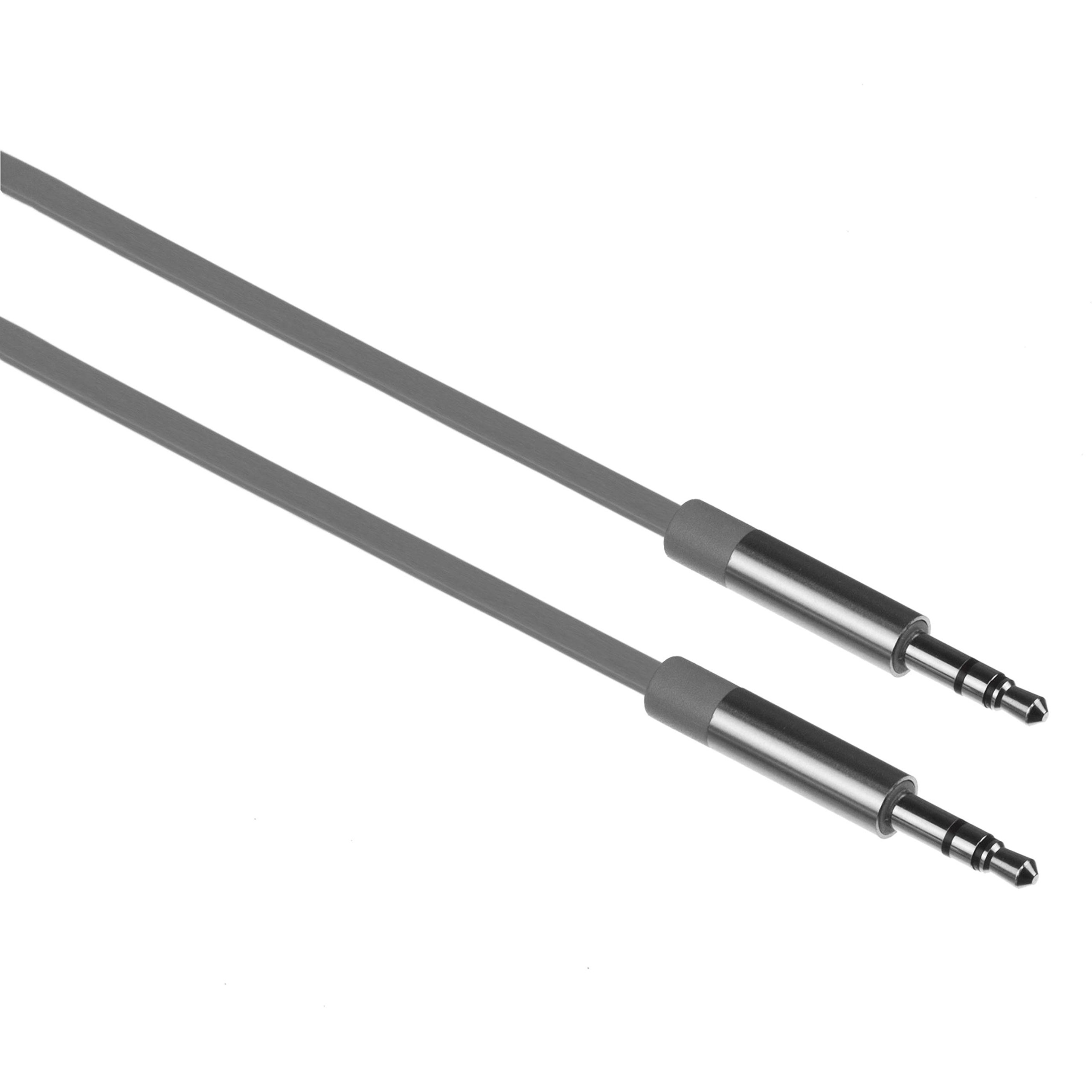 Kit Aux Cable 3.5 mm Jack 1 m Tangle Free Aluminium Stereo Auxiliary Cable for Radio, Speaker, Car Stereo, iPhone, Samsung, Computer, Mac - Space Grey