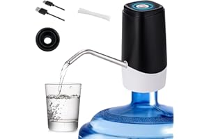 Korser 5 Gallon Water Dispenser, Portable Automatic Water Jug Pump, Electric Water Bottle Pump with Switch and USB Charging,Mini with Silicone Hose for Camping, Home, Office（Black）