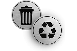 COASTVILLE Trash and Recycle Stickers Set of 2 | Indoor Outdoor UV Stable & Weatherproof | Kitchen Pantry Office Organization | Garbage Bin and Waste Basket Label | 3x3 Inch Round Recycling and Trash Sticker
