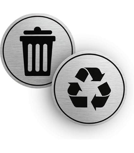 Aufkleber 'Recycle Bin Only' – 12x10 Cm, Metallicsilber, Selbstklebend, Für Mülltonnen