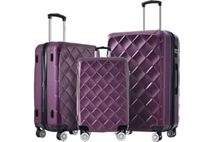 Merax Luggage Sets 3 piece Lightweight Suitcases With Wheels TSA Lock, Expandable Family Travel Luggage for Man and Woman (Violet)