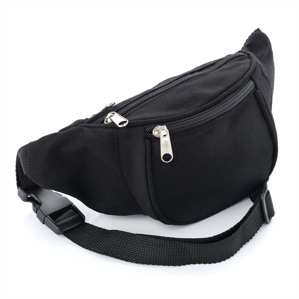 Black Canvas Bum Bag / Fanny Pack Festivals Wear/ Holiday Wear