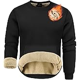 ZITY Men's Sherpa Lined Sweatshirt Heavyweight Fleece Crewneck Sweatshirts Kangaroo Pocket Thick Winter Long Sleeve Pullover