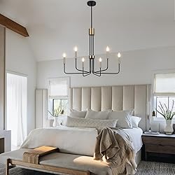 ZemSum 6-Light Modern Farmhouse Chandelier, Black