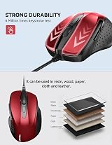 TECKNET Wired Mouse 6400 DPI 4 adjustable DPI 6-button Ergonomic USB Plug & Play view 6
