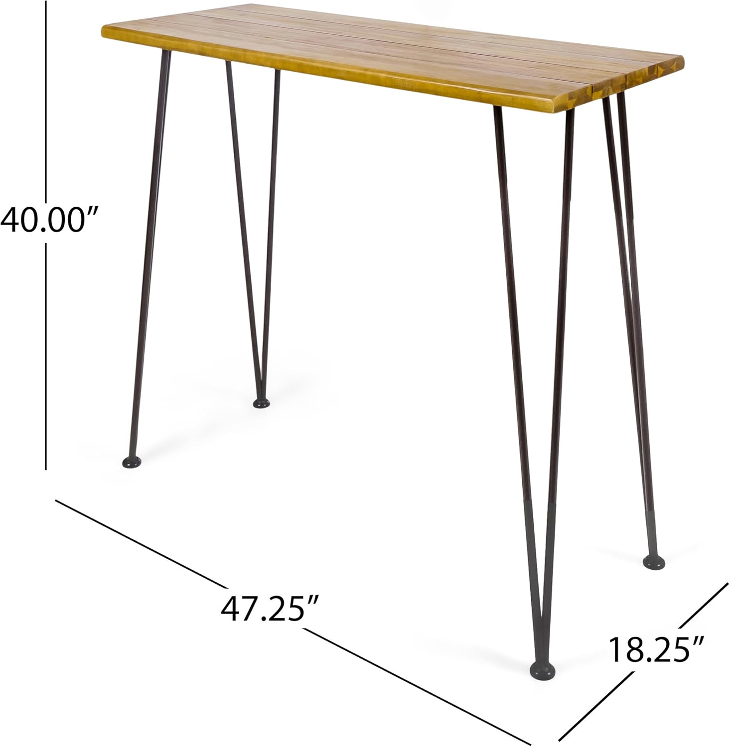 Christopher Knight Home Denali Ouotdoor Industrial Acacia Wood Bar Table with Iron Frame, Teak Finish / Rustic Metal: Furniture & Decor