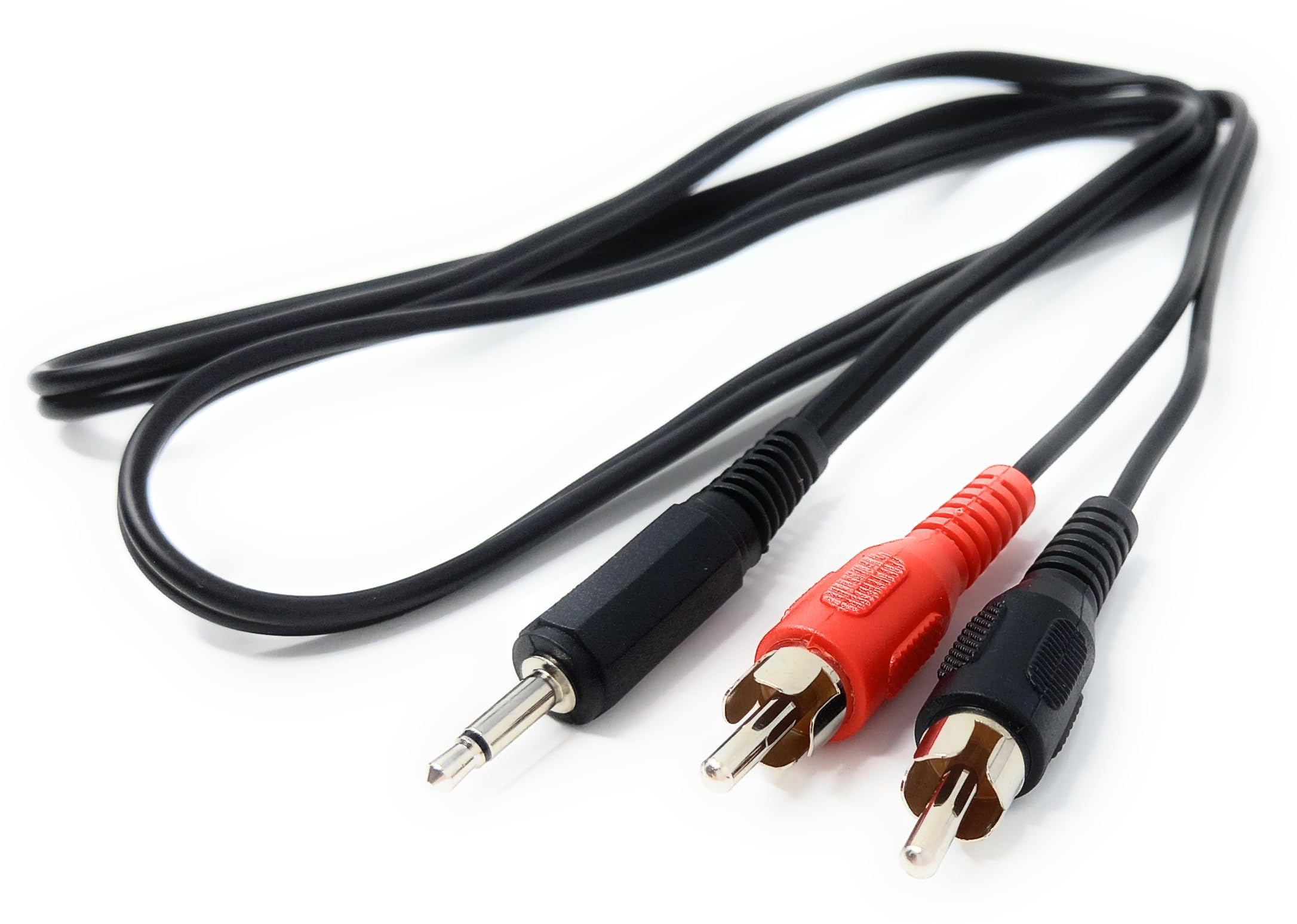 DRUT 1m 3.5mm Mono Jack Plug to 2 x RCA Phono Plugs Audio AUX Cable Lead 3.3ft