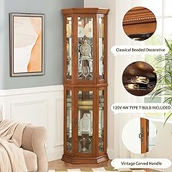 Firscook Corner Curio Cabinet, Glass Display