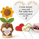 IDEGIFT Christmas Retirement Gifts for Women Grandma Retirees Teacher Nurses Boss Friend, Coworkers Farewell Leaving Going Away Crochet Sunflower Gift, Happy Retirement Gift for Employee