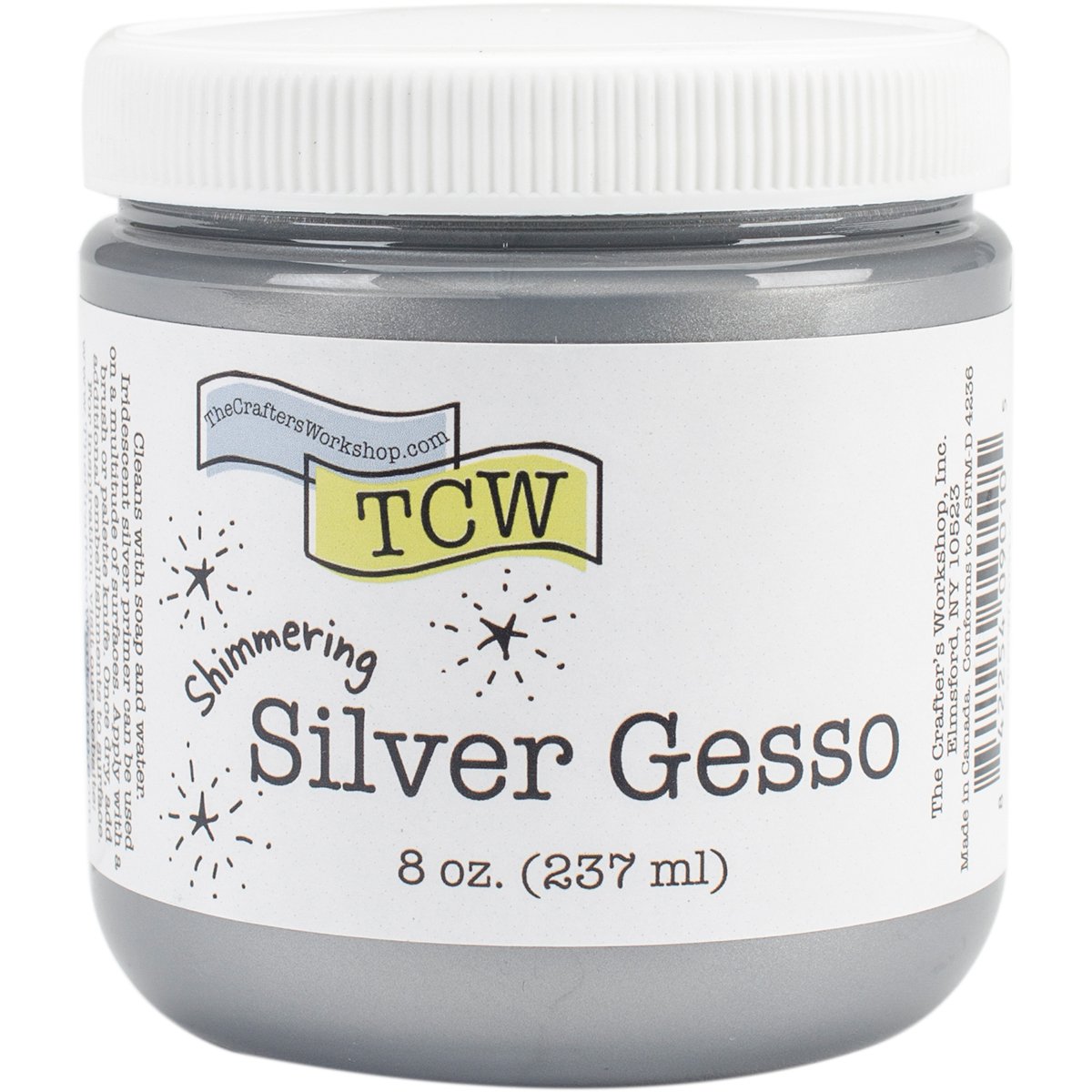 The Crafters Workshop Silver Gesso 8 oz, Synthetic Material, 7.3 x 7.3 x 8 cm