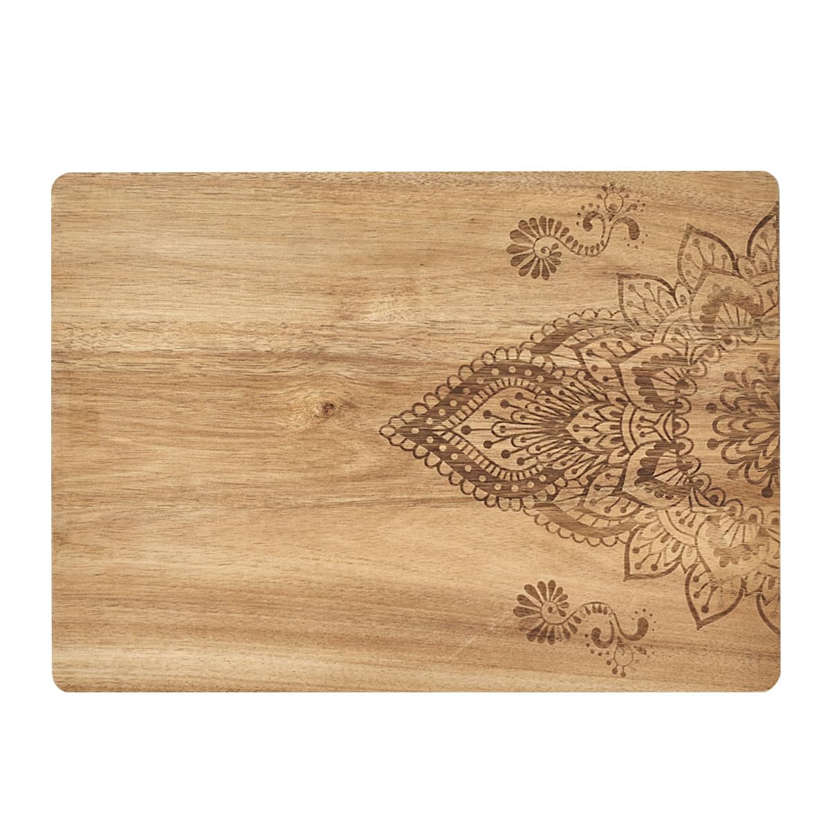 Zeller 25566 Chopping Board with Print Acacia Approx. 40 x 29 x 1.5 cm