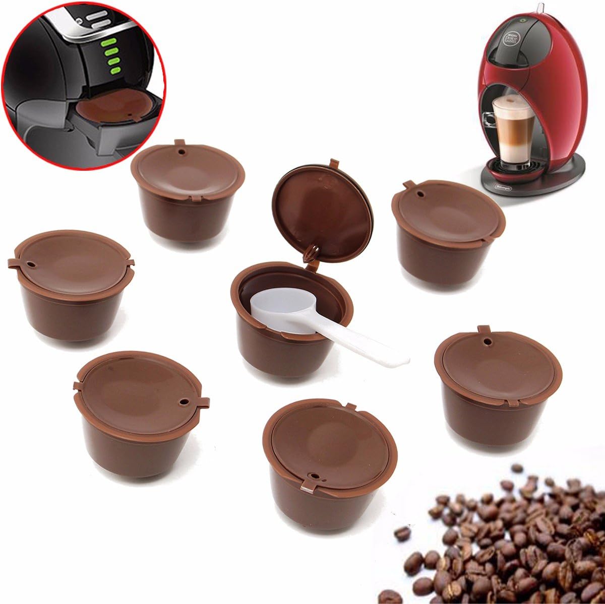 Heelinna Reusable Coffee Capsule Cup,8Pcs Set Capsules for Dolce Gusto Reusable Brewers Refill Coffee Cup Filter