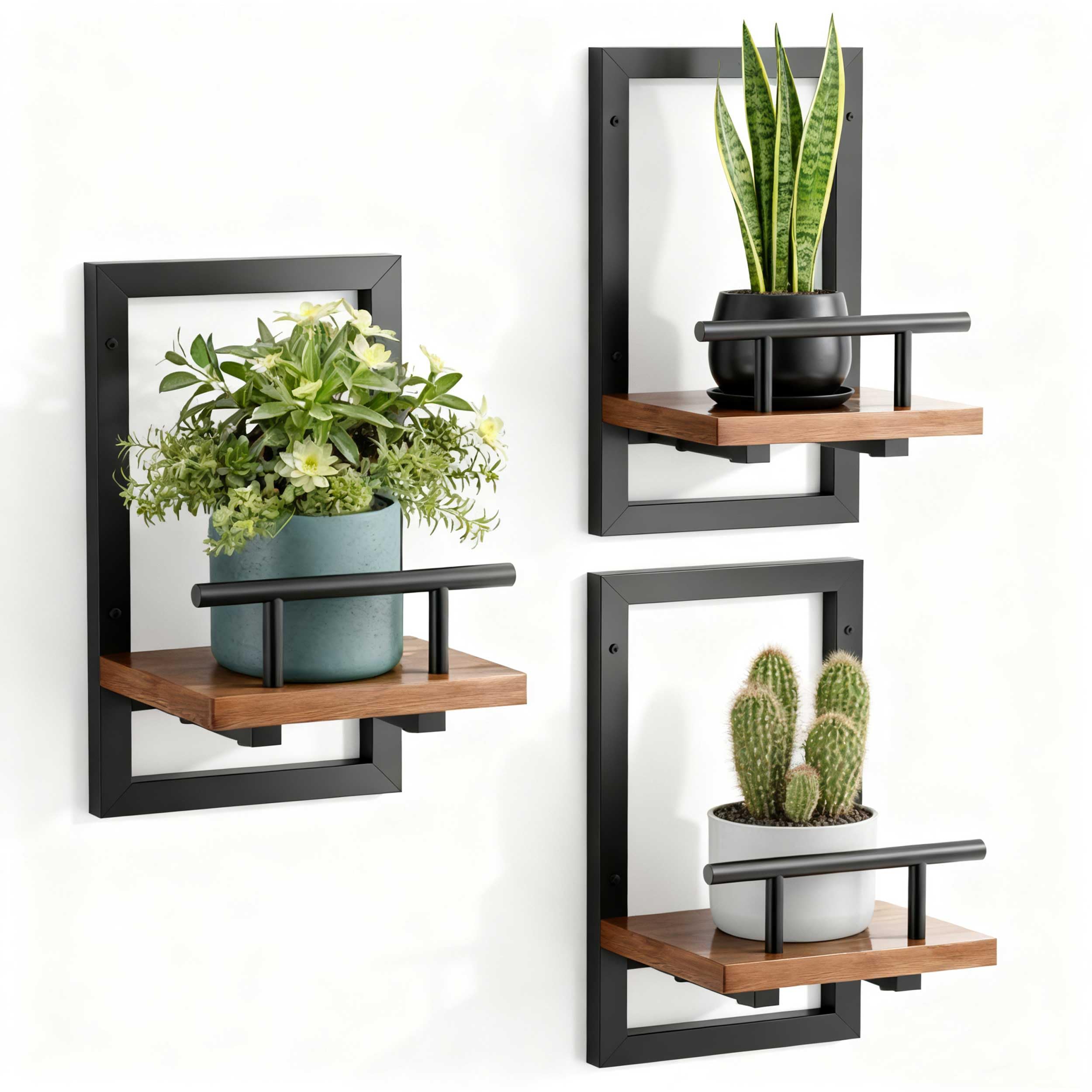 Photo 1 of Sbosbo bosbo Floating Shelves for Wall, Plant Shelf Indoor, Wall Planters for Indoor Floating Plant Shelves for Bedroom, Living Room, Kitchen, Office, Bathroom Decor (3 Pack)