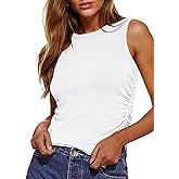 Zeagoo Womens Tank Tops 2025 Sleeveless Summer Tops High Neck Ribbed Knit Shirts Casual Basic Ruched Tops