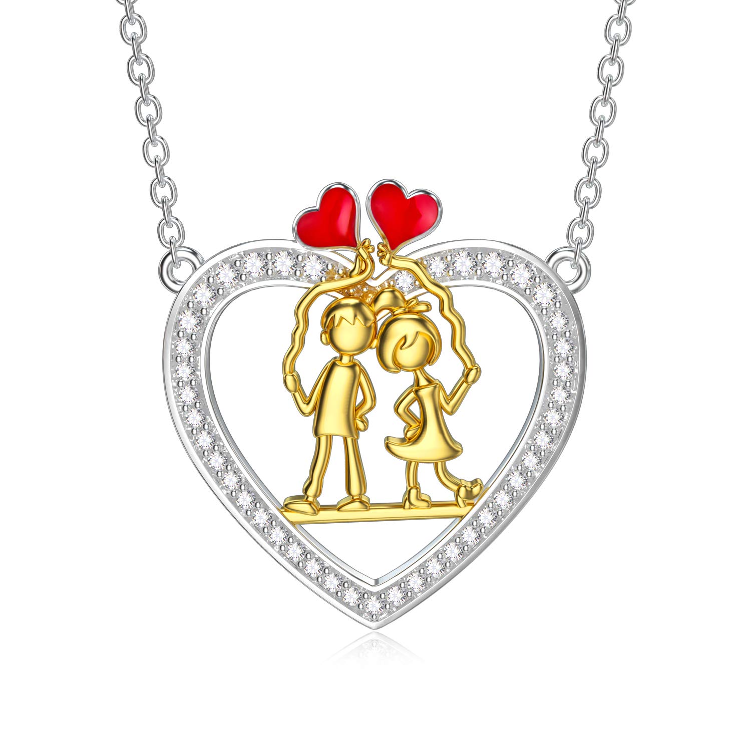 ROMANTICWORK Valentine's Day Gifts 925 Sterling Silver Love Heart Pendant Necklace Jewelry for Women Girls Wife Girlfriend — image 1