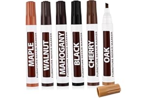 VILLFUL 6 Pcs Wooden Furniture Touch Up Markers Quick-drying Oil-based Repair Pens with Colors for
