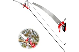 Suchtale 14ft Pole Saw, Manual Tree Pruner with Sharp Steel Blade, Trimmer with Scissors and High Strength Lightweight Handle
