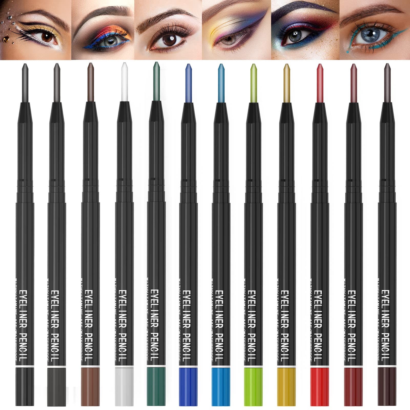 12 Kinds Of Color Eyeliner Pen, Eyebrow Pen,Eye Shadow Pencil, Lip Line Pen, Eyelid Pad, Pencil Makeup Set Tool (12PCS)