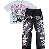 SOLY HUX Men's Summer Two Piece Outfits Short Sleeve Graphic T Shirt Pants Set Y2k Streetwear Clothes