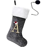 infleesh 20 Inches Monogrammed Christmas Stockings with Letters,Super Soft Christmas Stockings Large Monogram Stockings Red Letter Stockings for Christmas Holiday Xmas Gift…