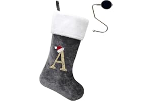 infleesh 20 Inches Monogrammed Christmas Stockings with Letters,Super Soft Christmas Stockings Large Monogram Stockings Red Letter Stockings for Christmas Holiday Xmas Gift…