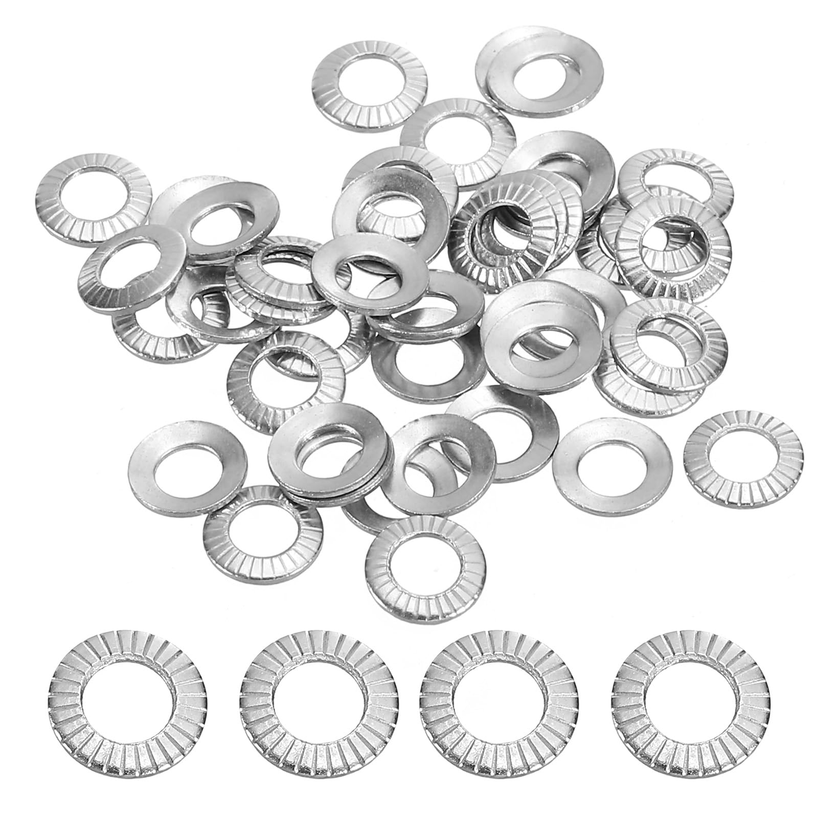PATIKIL 304 Stainless Steel Flat Washers, 200 Pack M3x6mm Belleville Spring Disc Washer Conical Knurled Metric Gasket for Automotive Industrial Construction