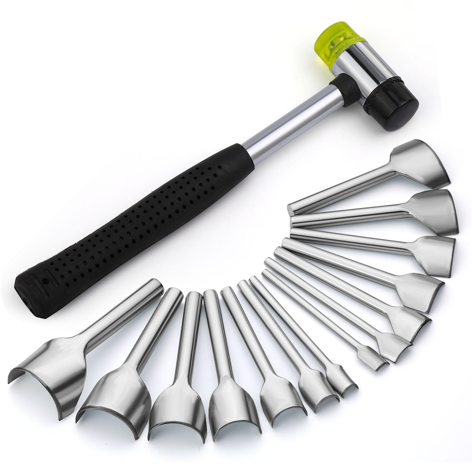Photo 1 of **HAMMER ONLY** Yizzvb Leather Corner Punch, Half-Round Punch Set, Leather End Punch with Double Sided Nylon Hammer