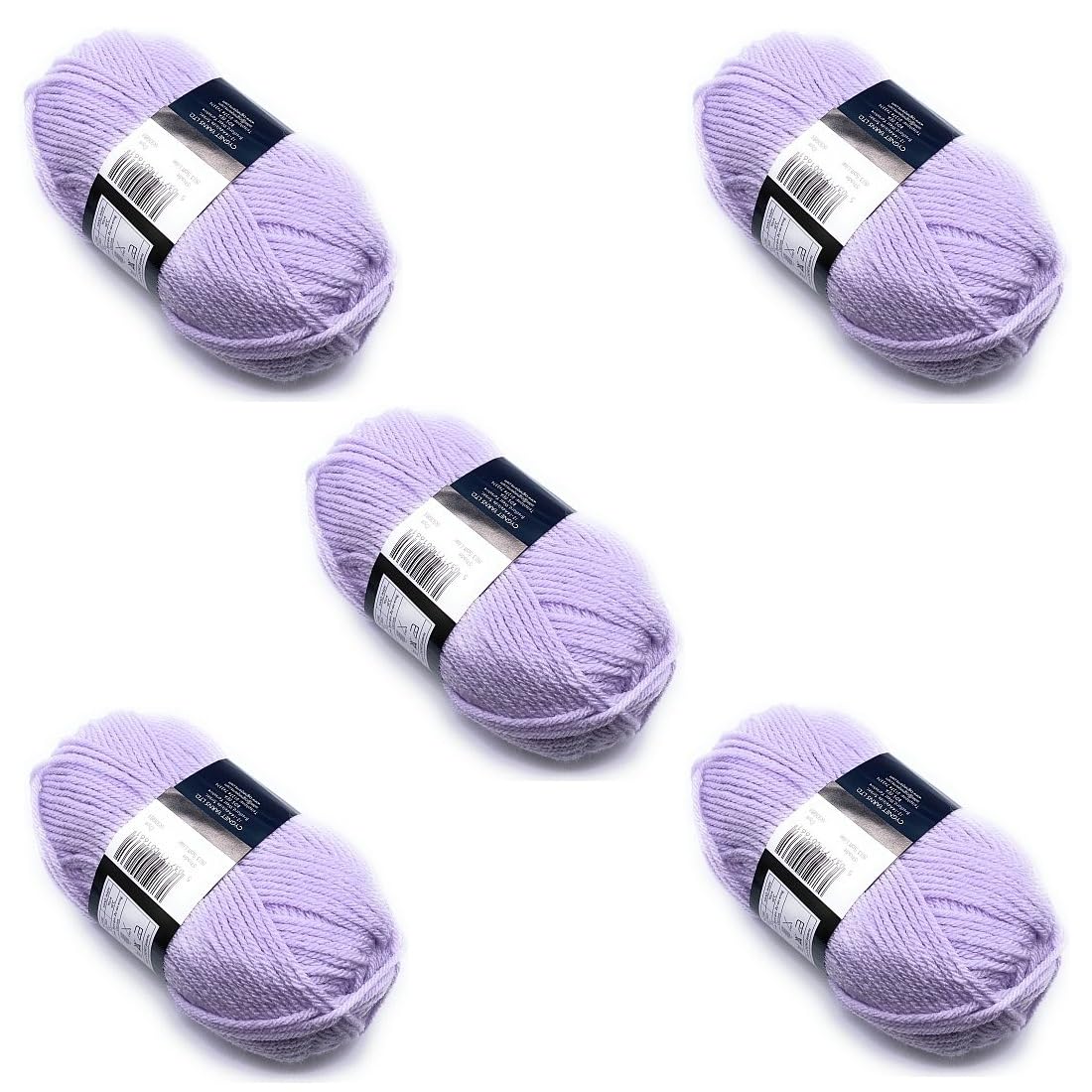 Lexicon Select Pack of 5 x 100g Balls Purple Chunky Yarn - Soft Lilac