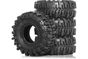 Chanjorlin 1.0 RC Tires OD 55mm 1/24 Crawler Wheels Tires 1/18 All Terrain Soft Rubber Mud Slingers Tyres with Foam Insert for 1:24 1:18 Rock Crawler Car Axial SCX24 FMS AX24 FCX18 FCX24 TRX4M 4PCS
