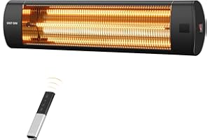 EAST OAK Electric Patio Heater | 1500W Wall Mounted Infrared Heater for Outdoor, Garage, Backyard, Restaurant | 24H Timer, IP65 Waterproof | 3 Heat Levels & Overheating Protection | Black