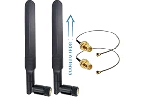TENMORY 8dBi RP-SMA Male WiFi Antenna + 20cm U.FL to RP-SMA Female Extension Cable for Mini PCIe Slot