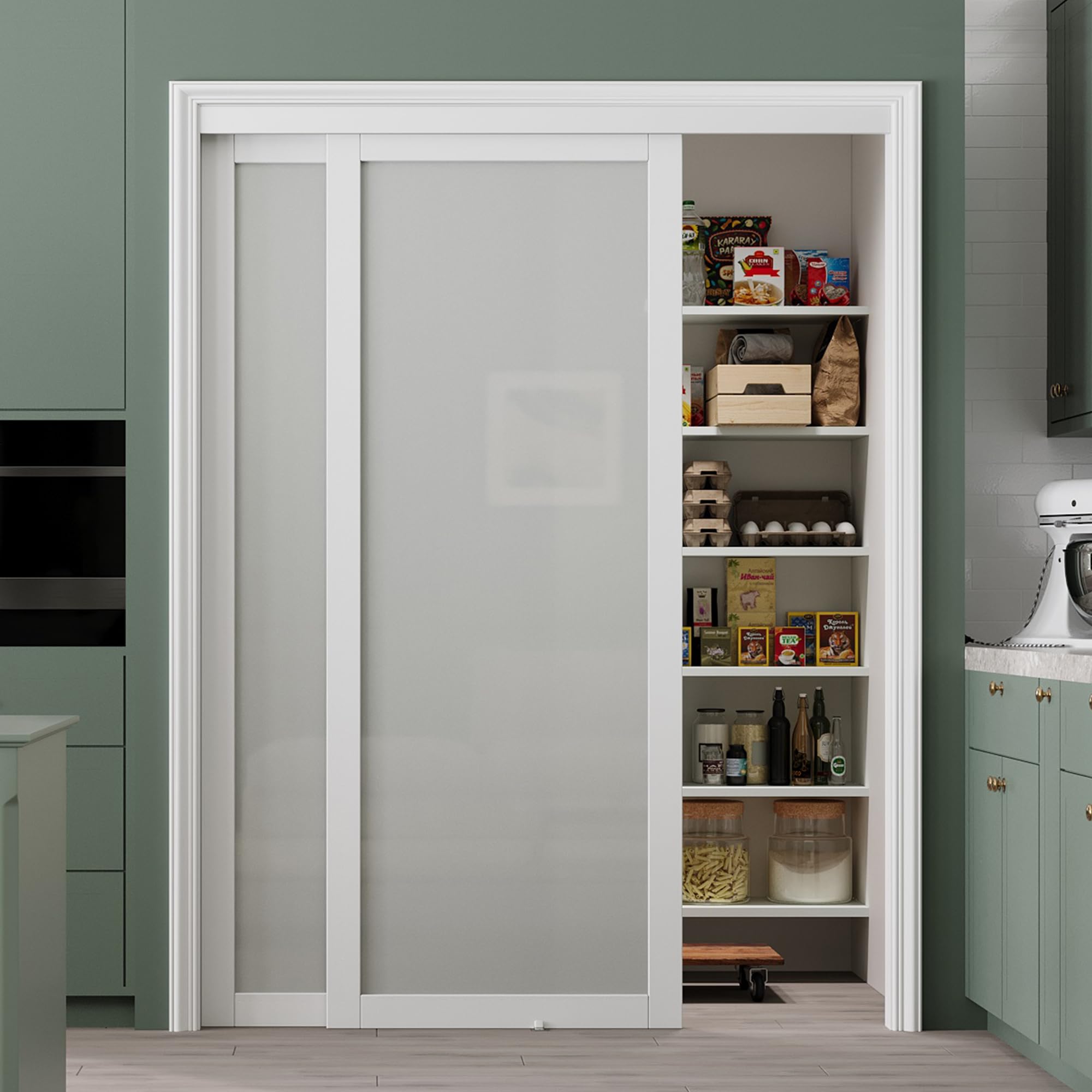 Bypass Glass Sliding Closet Door 48x80, Double