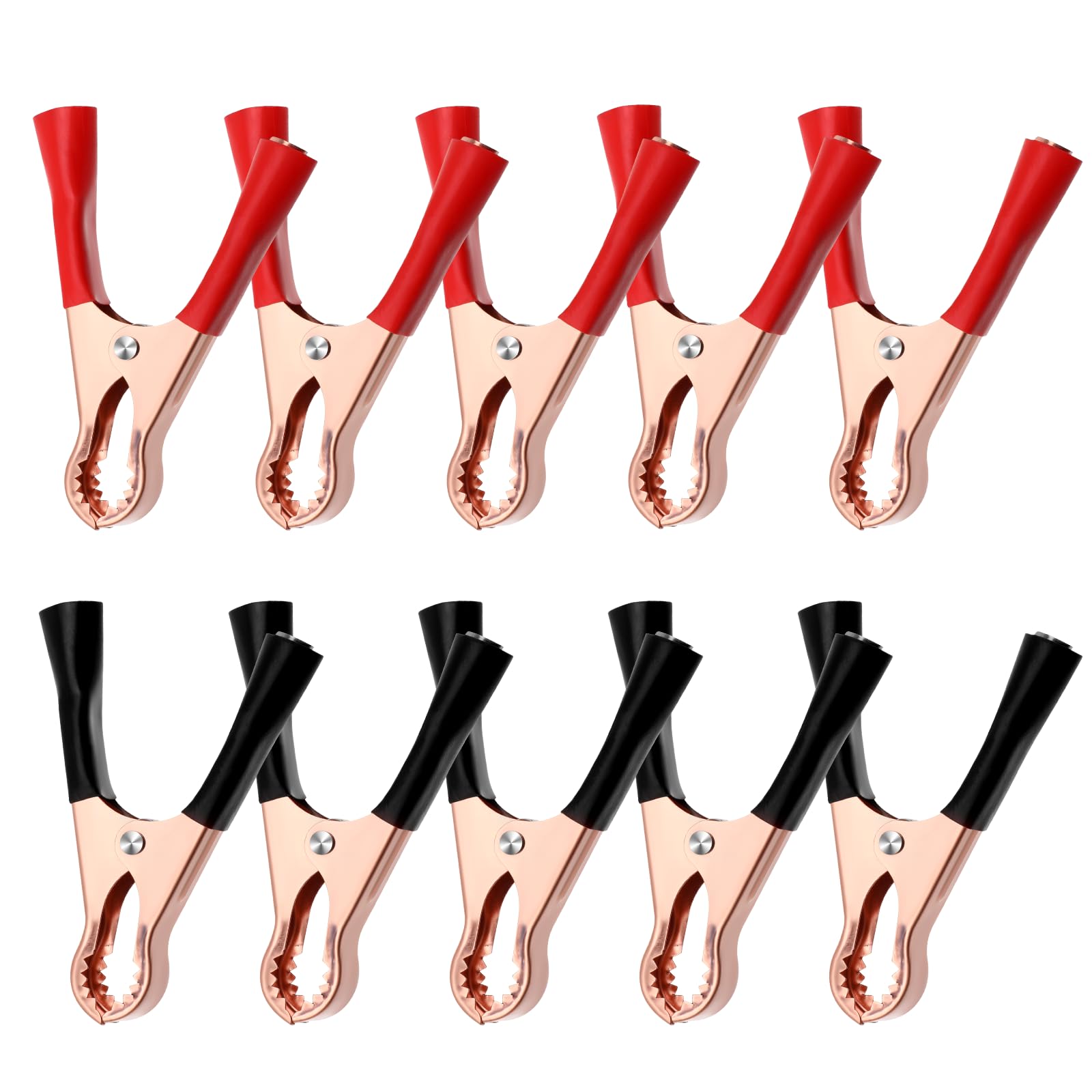 Photo 1 of 10 Pcs Metal Alligator Clips 50A Insulated Alligator Clips Heavy Duty Alligator Clamps Terminal Test Clamps Battery Replacement Cable Crocodile Clamp Copper Plated Electrical Spring Clip for Boat Car