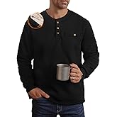 Herberton Mens Waffle Sherpa-Lined Henley Shirts Long Sleeve Thermal Pullover Casual Winter Workwear (S-XXL)